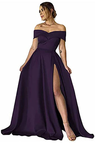 Off-the-Shoulder Prom Gown with Elegant Split Hem