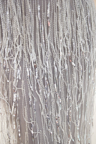 Mermaid V-Neck Sleeveless Long Sequins Prom Dresses ,Evening Gown With Tassels