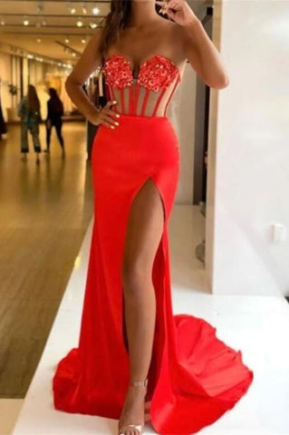 Mermaid Glorious Sleeveless Sequined  Prom Dress with Split