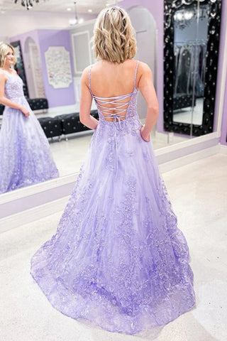 Gorgeous Long Lace Floral  Prom Dresses, Formal Evening Dresses with 3D Flowers