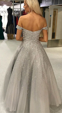 Gorgeous Sequins Off the Shoulder  Long Prom, Formal Evening Dresses