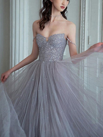 Gorgeous Long Off the Shoulder Beaded  Prom Dresses, Formal Evening Dresses