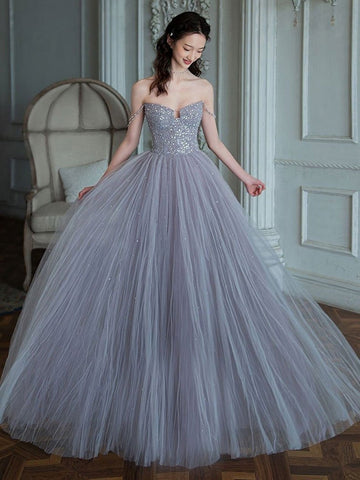 Gorgeous Long Off the Shoulder Beaded  Prom Dresses, Formal Evening Dresses