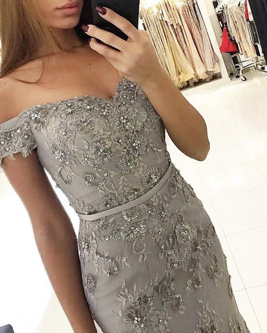 Gorgeous Off-the-Shoulder Mermaid Long Prom Dresses, Evening Gowns