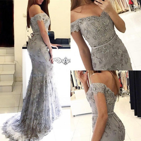 Gorgeous Off-the-Shoulder Mermaid Long Prom Dresses, Evening Gowns