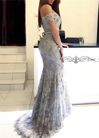 Gorgeous Off-the-Shoulder Mermaid Long Prom Dresses, Evening Gowns