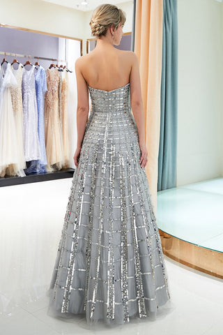 Gorgeous Strapless Sequins Long Evening Dress, Prom Gowns