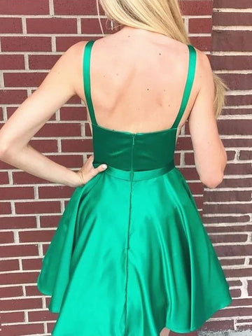 Satin Backless Short Prom Homecoming, Open Back  Formal Graduation Evening,  Cocktail