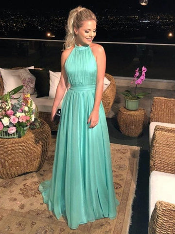 Open Back Halter Neck Backless Long Prome, Formal Evening Dresses