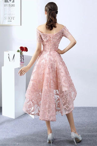 High Low  Lace Short Homecoming Dress ,Prom Dress