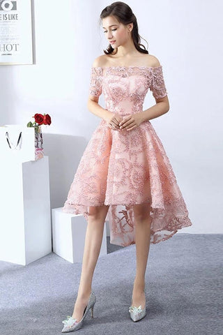 High Low  Lace Short Homecoming Dress ,Prom Dress