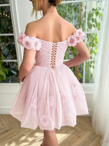 Short Corset Strapless Tulle Homecoming Dress