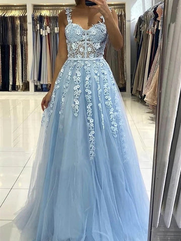 Long Lace Prom with Straps,Formal Graduation Evening Dresses