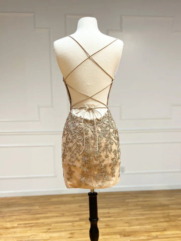 Mermaid Backless Lace Short Prom Dresses,  Homecoming Dresses, Formal Evening Dresses