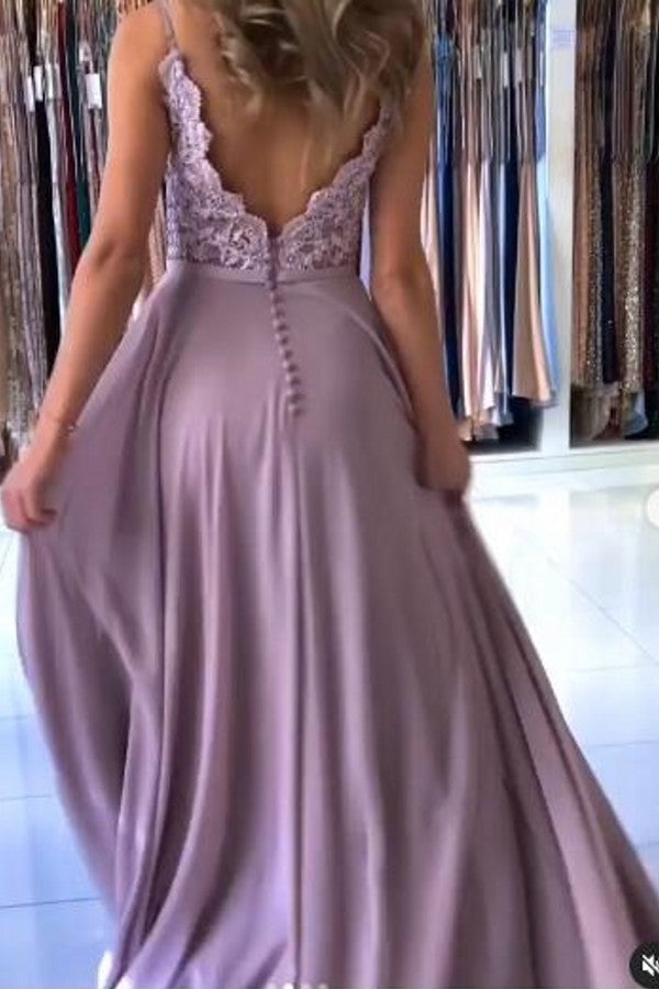 Mermaid Prom Dress with Applique Detailing and Split and Spaghetti-Straps