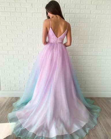 Multi Colored Prom Dress , Party Dress Whit Beading