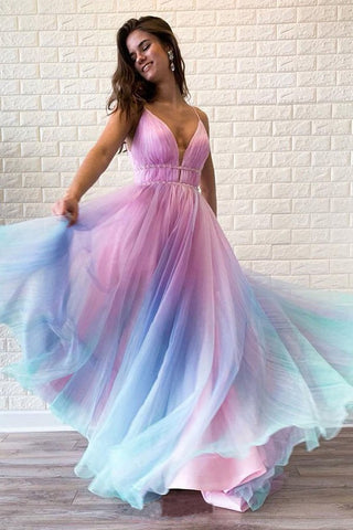 Multi Colored Prom Dress , Party Dress Whit Beading