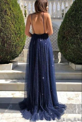 Sparkling Sequin Spaghetti Strap Prom Gown