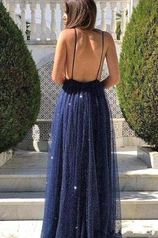Sparkling Sequin Spaghetti Strap Prom Gown
