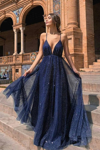 Sparkling Sequin Spaghetti Strap Prom Gown