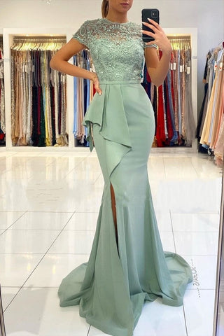 Mermaid Lace Prom Dress with Sultry Slit