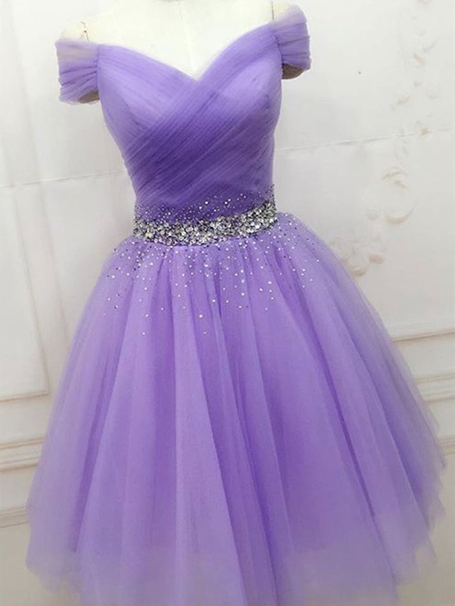 Off Shoulder Short Beaded  Prom, Formal Graduation Homecoming Dresses