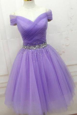 Off Shoulder Short Beaded  Prom, Formal Graduation Homecoming Dresses