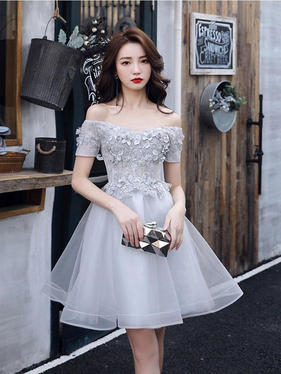 Off the Shoulder Short  Lace Prom, Formal Graduation Homecoming Dresses