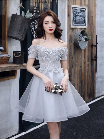 Off the Shoulder Short  Lace Prom, Formal Graduation Homecoming Dresses