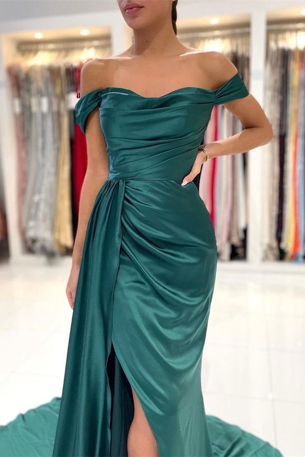 Off-the-Shoulder Mermaid Long Prom Dress Split With Ruffles