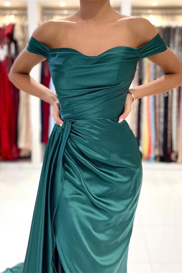 Off-the-Shoulder Mermaid Long Prom Dress Split With Ruffles