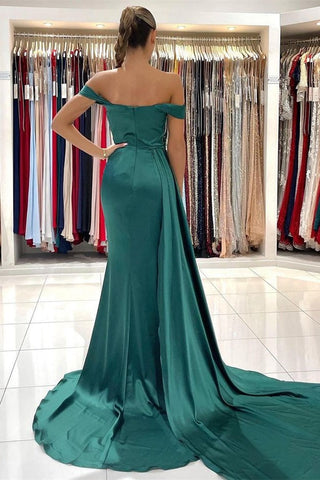 Off-the-Shoulder Mermaid Long Prom Dress Split With Ruffles