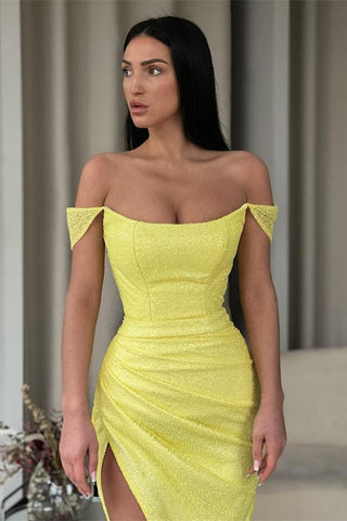 Mermaid Off-The-Shoulder Prom Dress with Split
