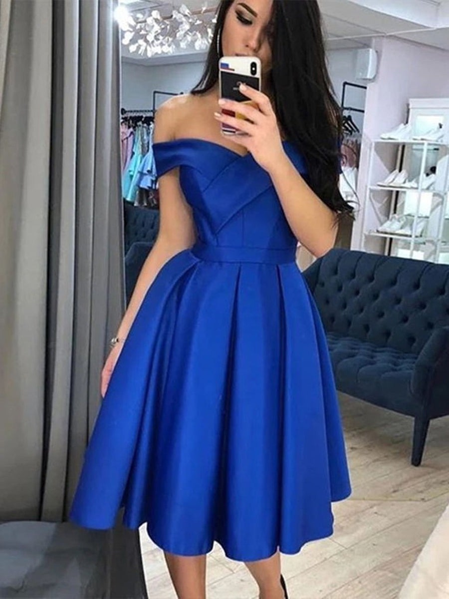 Off the Shoulder Short Prom Homecoming, Formal Graduation Evening