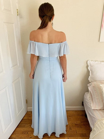 Off the Shoulder  Prom Dress With Split
