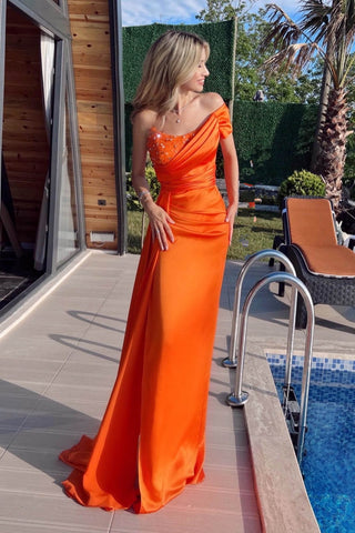One-Shoulder Prom Gown with Dramatic Mermaid Ruffles and Beaded Detailing