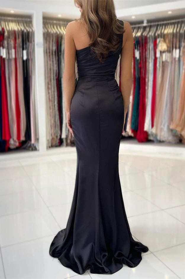 One-Shoulder Mermaid Sleeveless  Prom Dress with Split