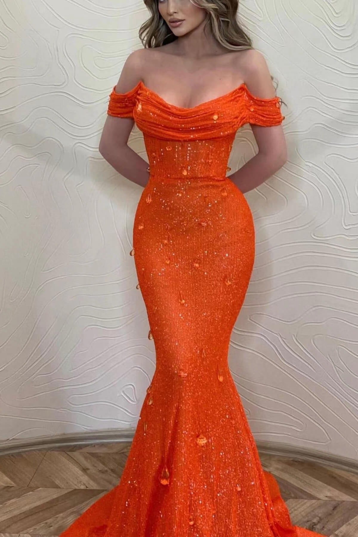Mermaid Off The Shoulder Prom Dress With Sequins