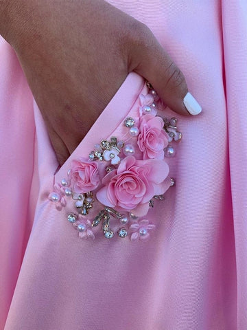 A Line Satin Long Prom with Pockets,  Formal Graduation Evening Dress