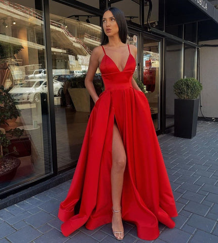 Sweetheart Spaghetti Strap Prom Dress with Split