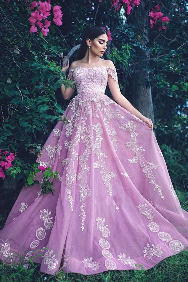 Pretty Off The Shoulder Tulle Princess Prom Dress ,Evening Dress