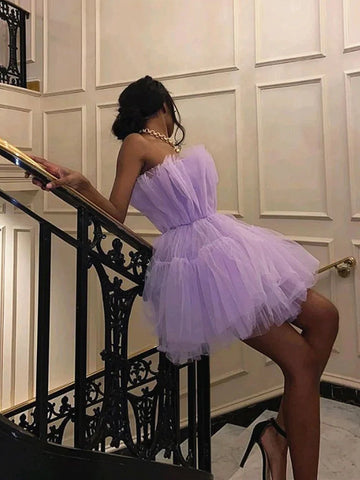 Princess  Short Tulle Prom Homecoming Dresses,  Formal Graduation Evening Dresses