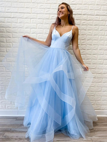 V Neck Princess  Long  Prom Dresses,  Formal Evening Dresses,Party Dresses,Ball