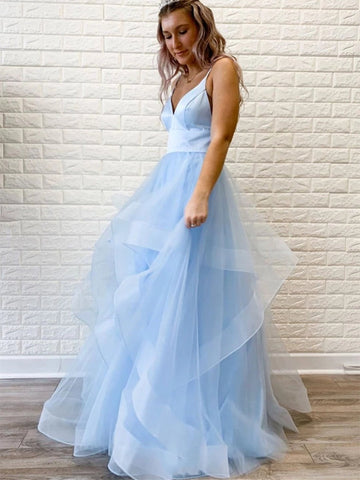 V Neck Princess  Long  Prom Dresses,  Formal Evening Dresses,Party Dresses,Ball