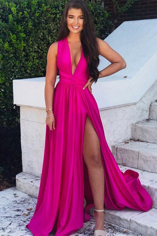 Radiant V-Neck A-Line Prom Gown with Dramatic Split