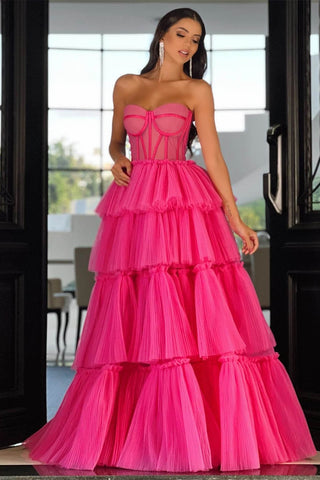 Sweetheart Prom Gown with Flowing Layers