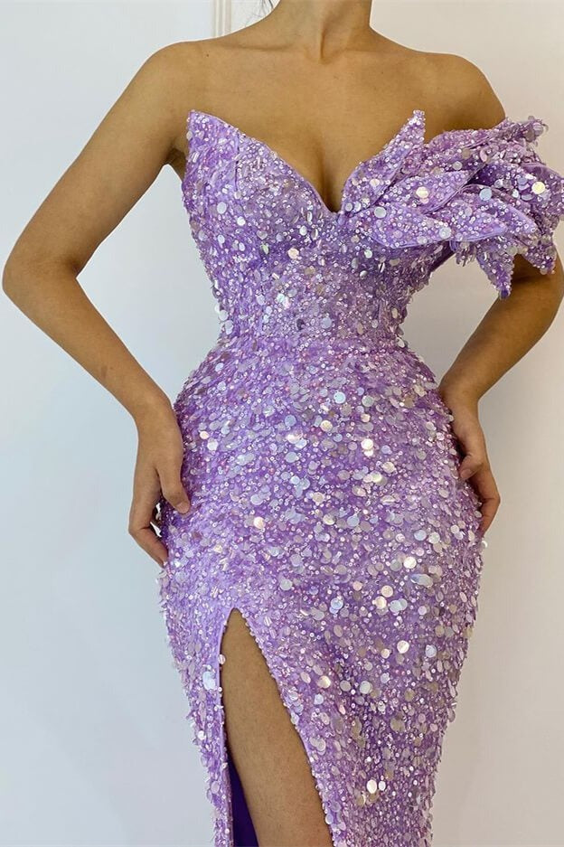 Radiant  Mermaid Prom Dress with  Sparkling Sequin Detailing and V-Neckline
