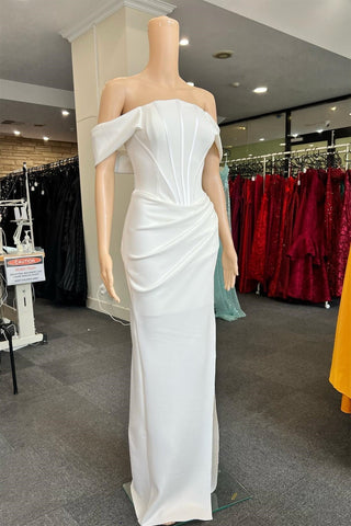 Off-The-Shoulder Mermaid Prom Gown with Elegant Pleats