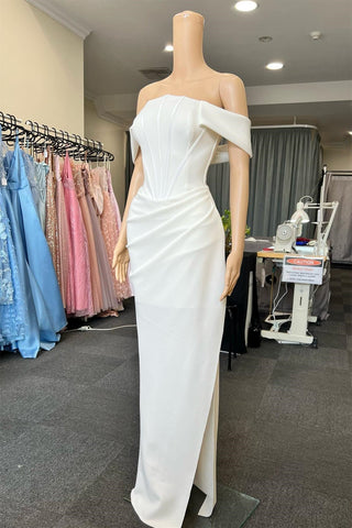 Off-The-Shoulder Mermaid Prom Gown with Elegant Pleats
