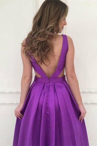 V-Neck Sleeveless A-Line Prom Gown with Convenient Pockets
